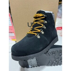 UGG Boots Kids Youth Black K Hilmar CWR Lace Up Ankle Suede Sheepskin